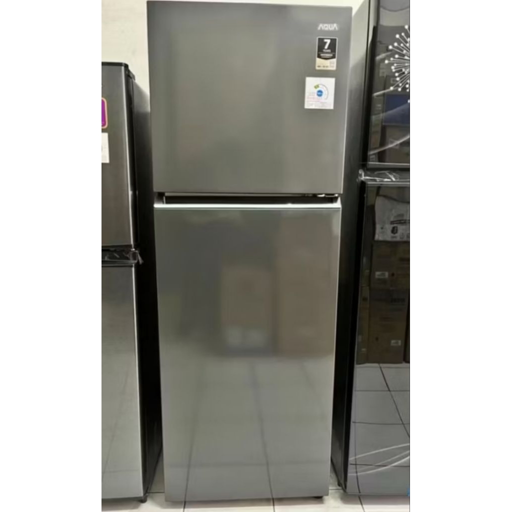 kulkas aqua 285cbpds lemari es 2 pintu aqr 285cb pds dark silver turbo cooling big freezer h deo fre