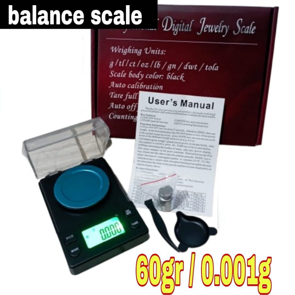(TJ) 60gr 1mg 0.001g timbangan digital emas pocket scale 0,001g