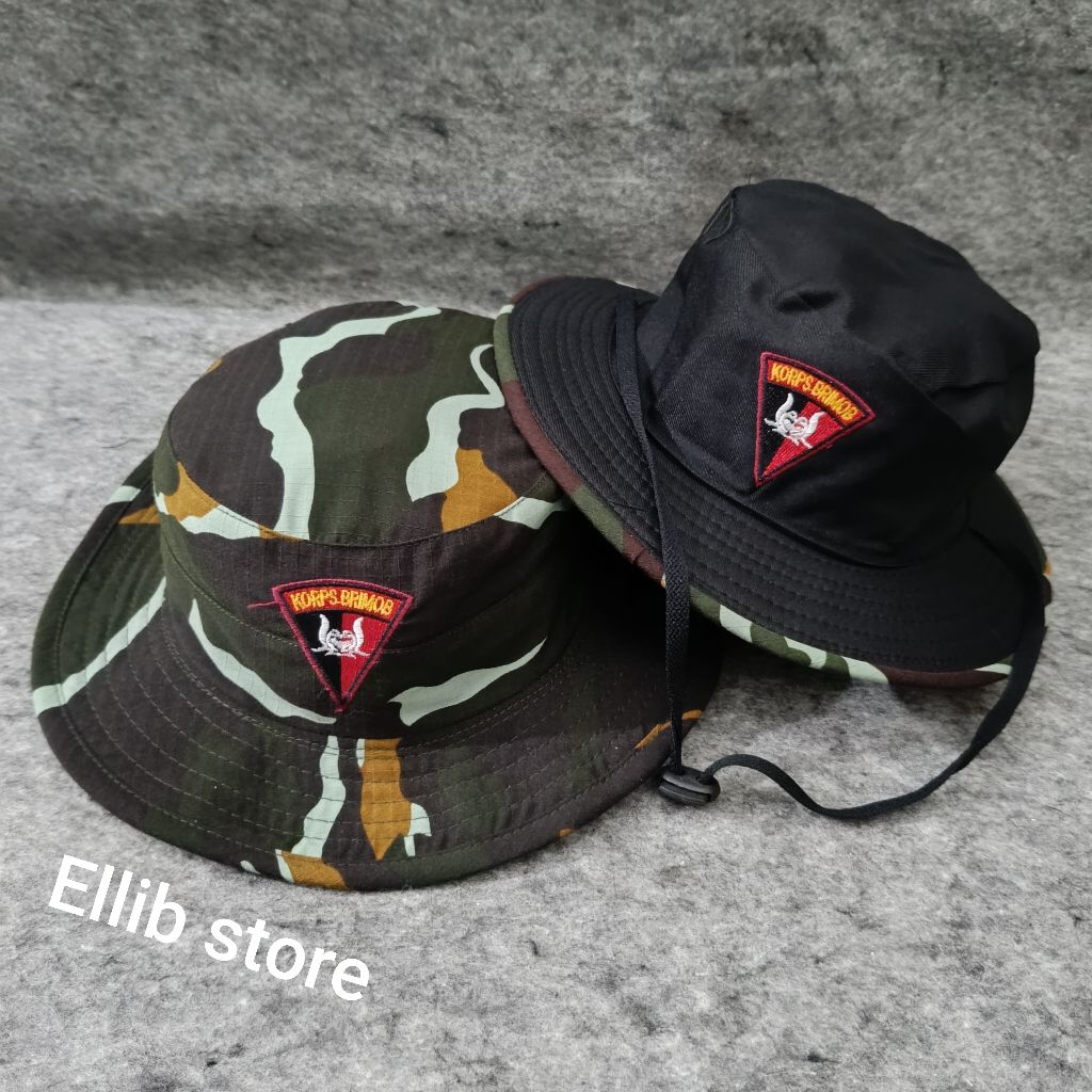 Topi Rimba Loreng Brimob Bolak Balik / Topi Rimba Loreng Brimob