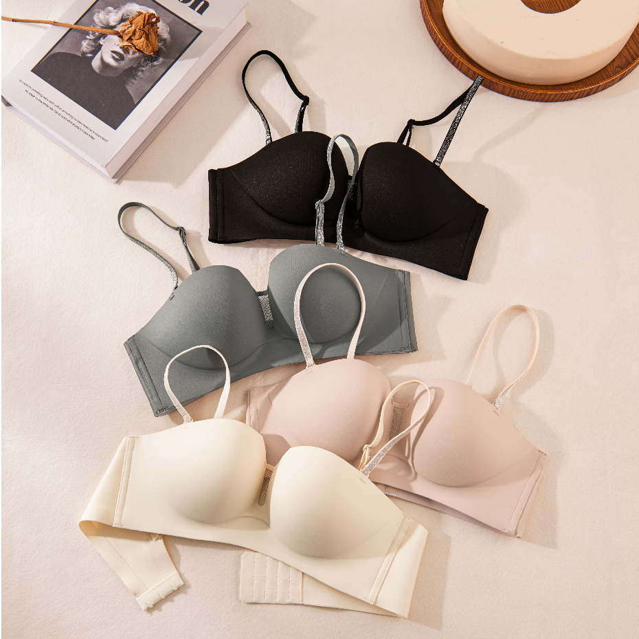 Elena Bra Seamless Tanpa Kawat Busa Tebal Push Up 1/2 Coverage Cup B Kait 3 Polos Bh 34B - 38B 29440