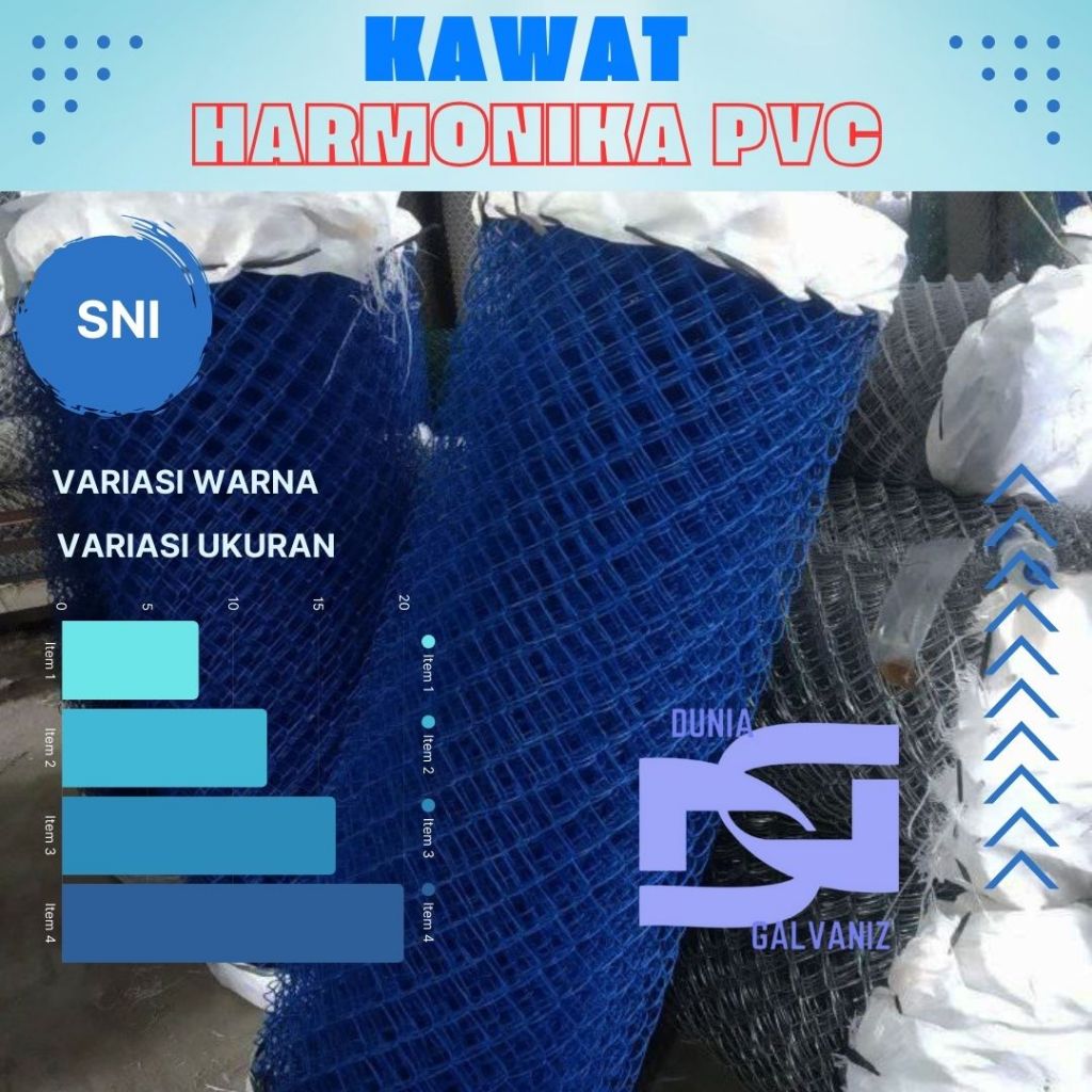 Kawat harmonika PVC warna uk.2x5 mtr tebal 2,7mm