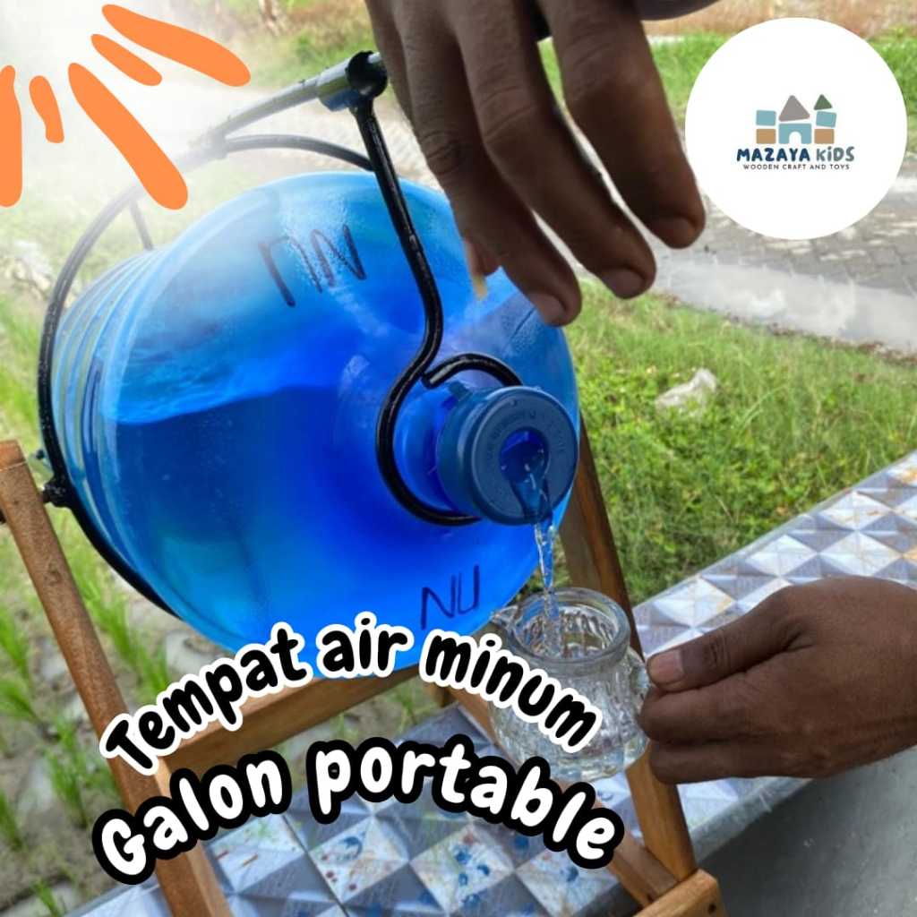 Mazaya Kids - Peralatan Rumah Tangga Tempat Air minum Galon Dari Kayu dan Besi
