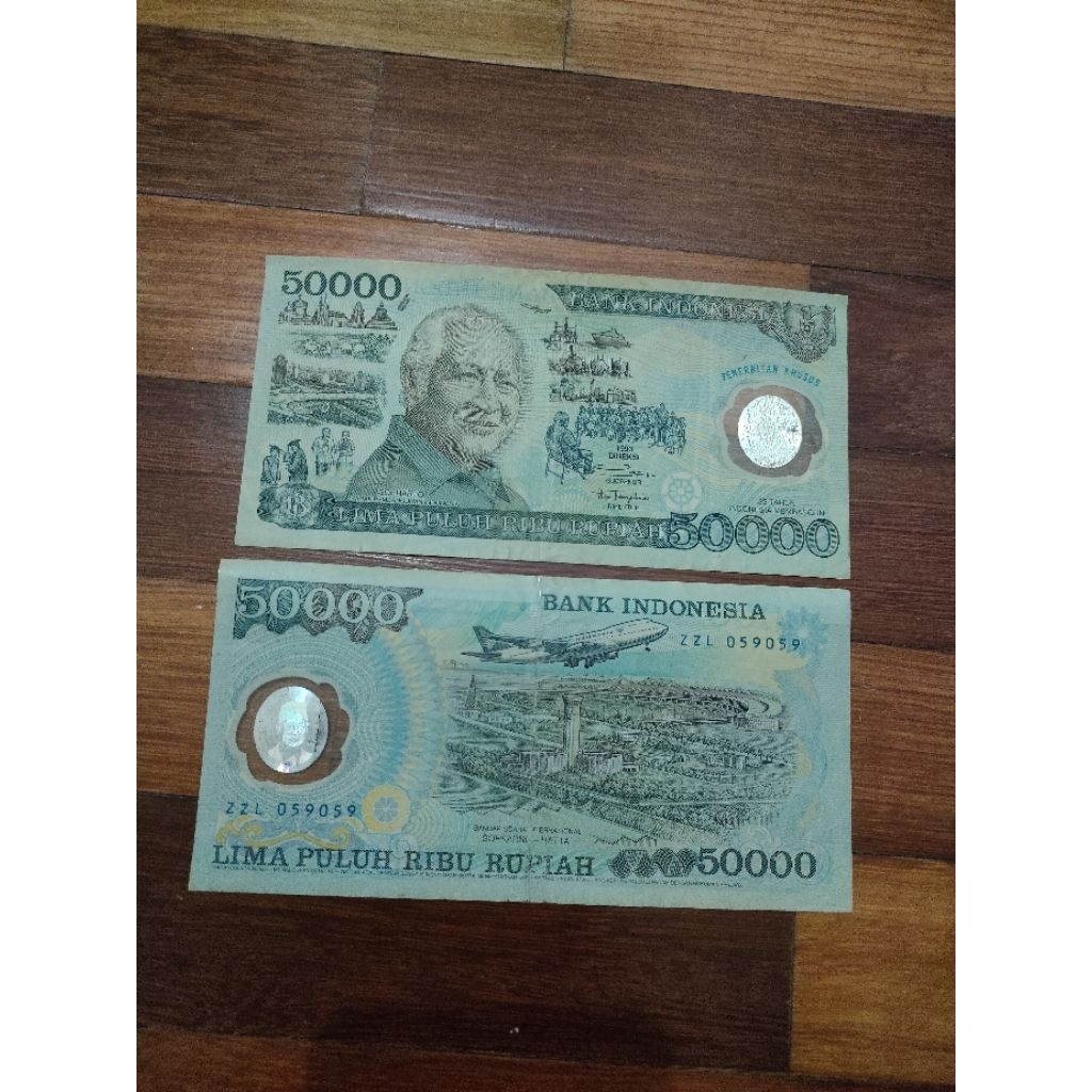 Uang Soeharto presiden asli 50ribu polymer