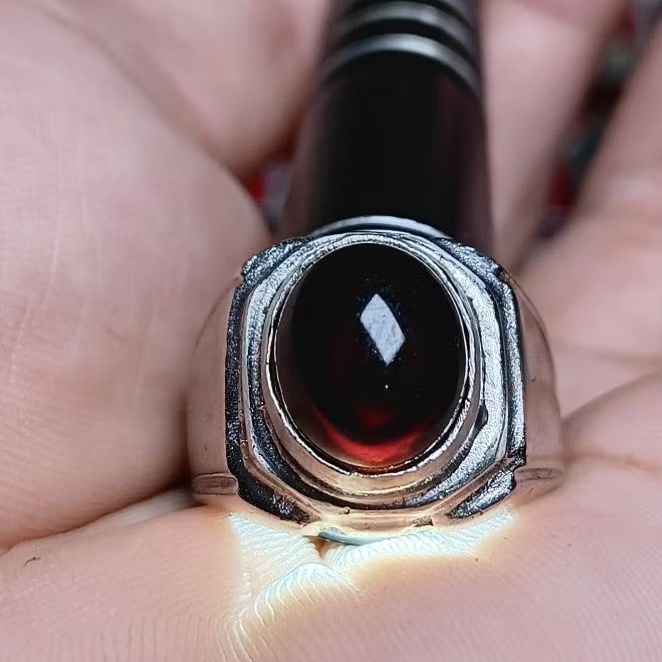 Cincin batu akik yaman wulung hitam ring alpaka