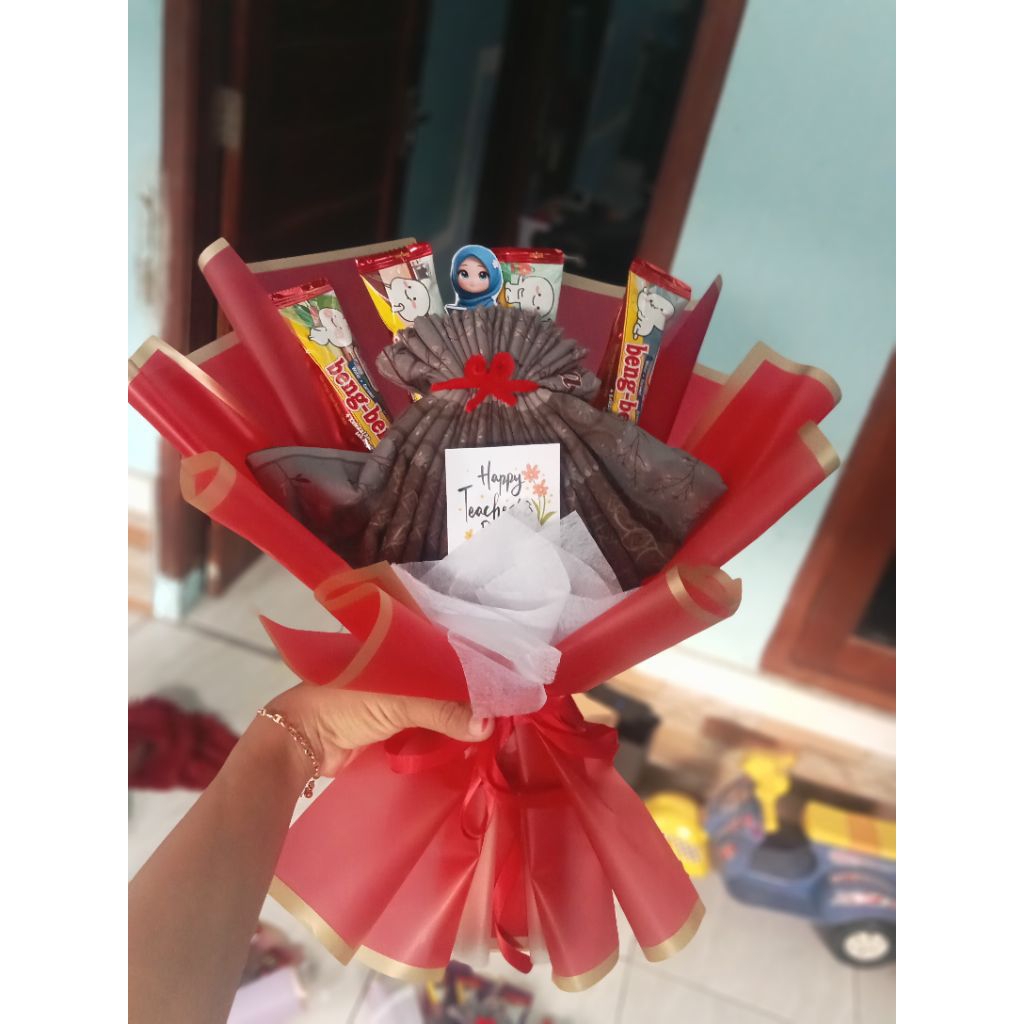 buket hari guru/kado hari guru/buket jilbab/ buket snack