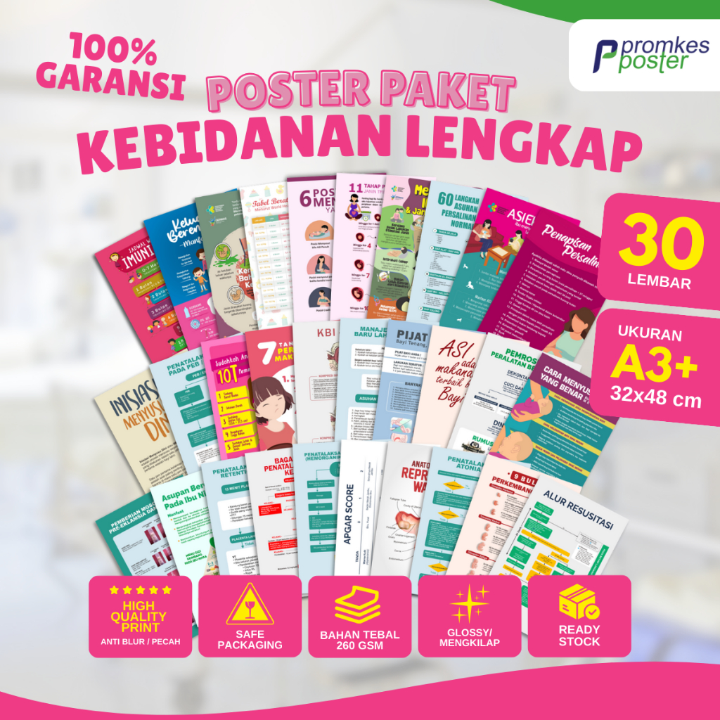 Poster Kebidanan 1 Set PAKET PREMIUM isi 30 Pcs