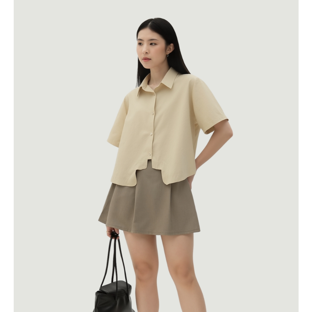 Keysha Daily Wear - Fuji Shirt Kemeja Top Atasan Kemeja Wanita Katun Paris Premium Casual Lengan Pan