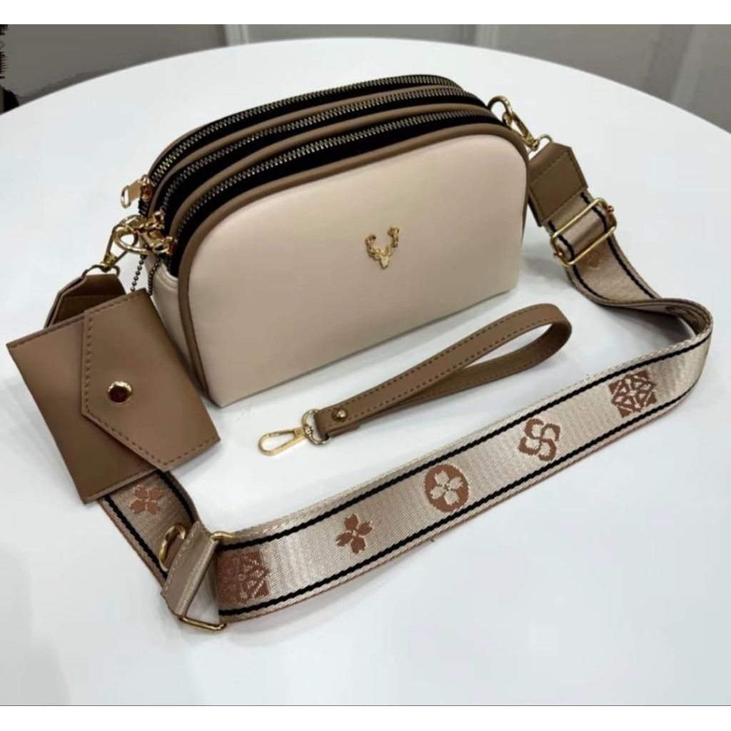 tas selempang Naura 3 ruang resleting tas wanita lokal premium murah stylish
