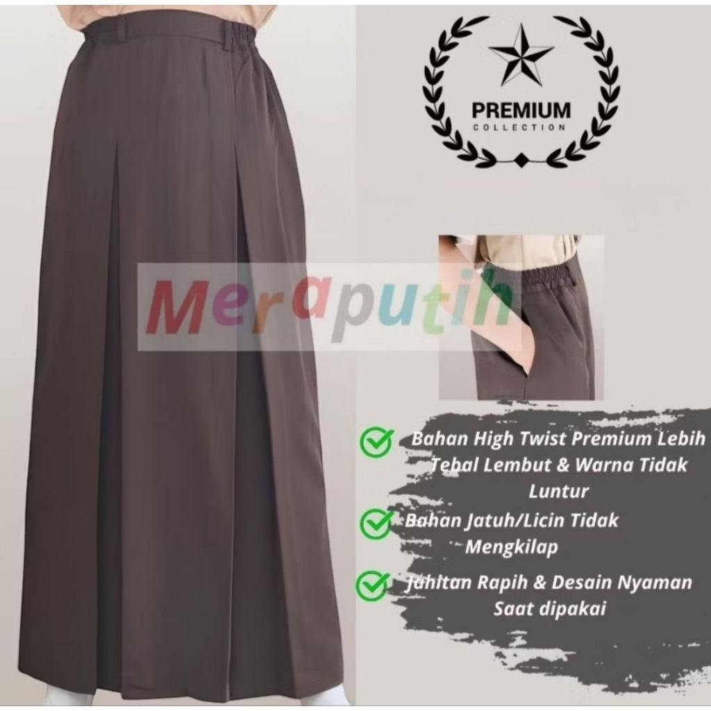 Rok Sekolah Panjang Span Pramuka SMP SMA Belah Depan Bahan Licin/Jatuh