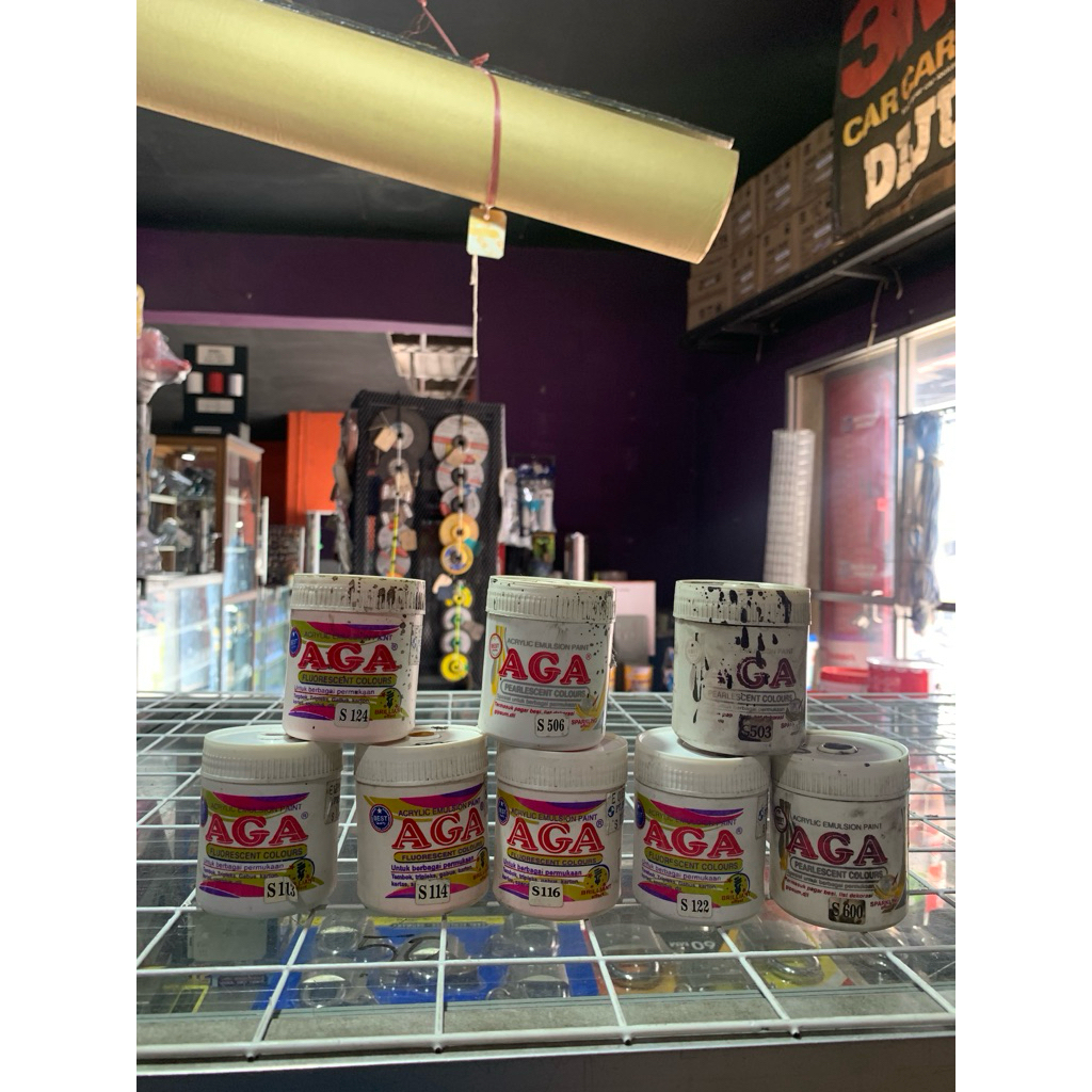 Cat akrilic. cat aga. 100 cc 250 cc 900 gram fluorescent/Cat Acrylic AGA 100cc 8warna / ​Cat Acrylic