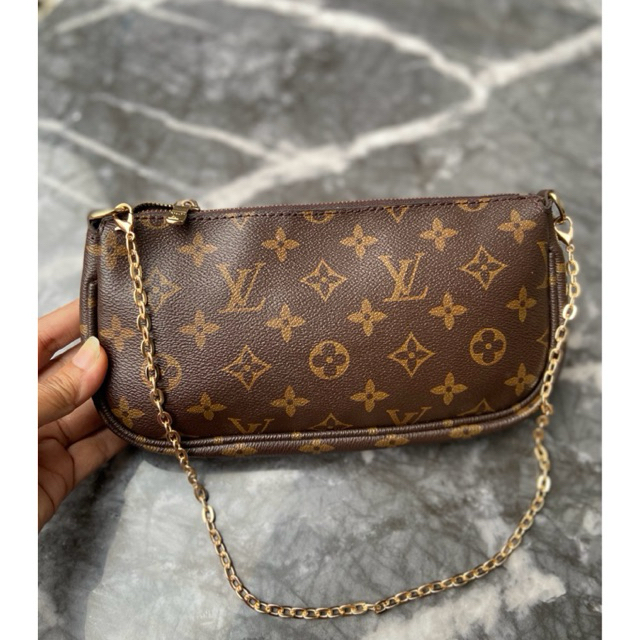 Strap rantai dan tas sling monogram ( dapat 2 tali rantai panjang dan pendek )