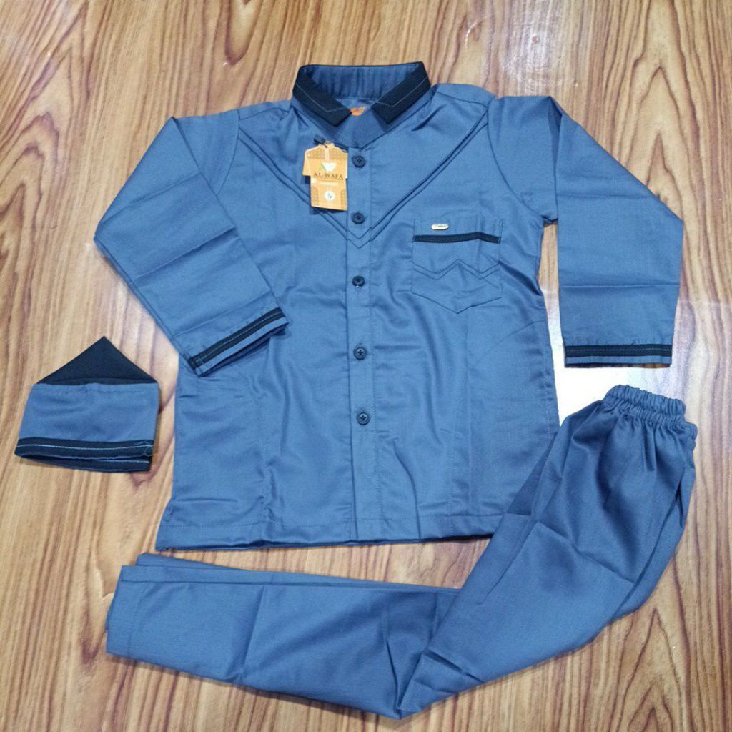 (AL-WAFA) SETELAN KOKO AL-WAFA ANAK UMUR 4 - 12 tahun/SETELAN KOKO ANAK AL-WAFA LENGAN PANJANG/SETEL