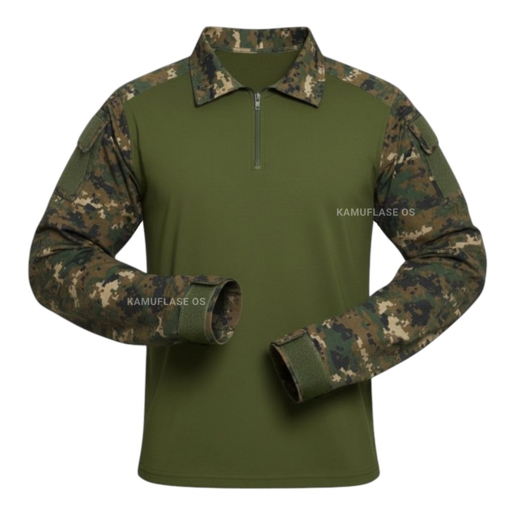 Kaos tactical Combat shirt loreng marpat woodland, Baju BDU army Marpad