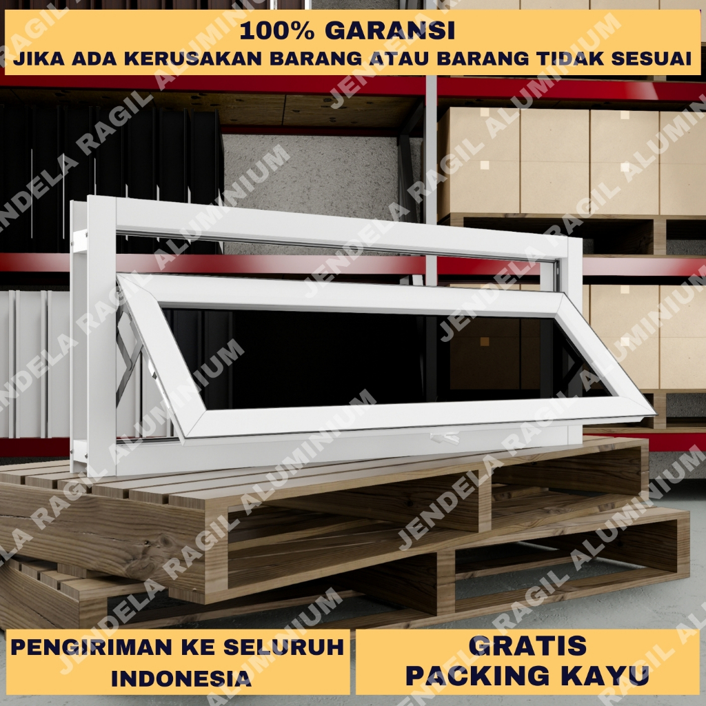Boven 1 Daun Aluminium Jungkit Polos Ukuran Tinggi 50 x Panjang 100 Cm (50x100) Garansi 100%