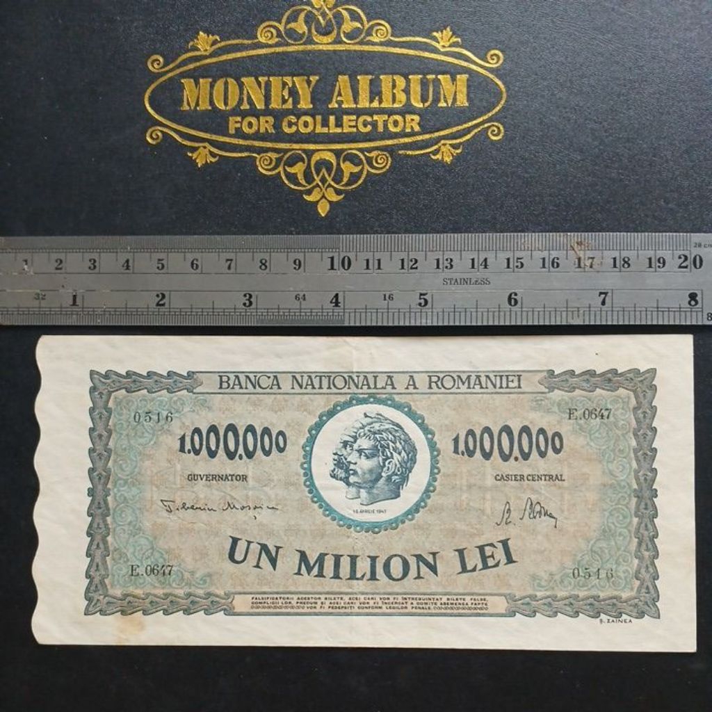 Uang Romania Rumania 1000000 1.000.000 Lei 1947 EF