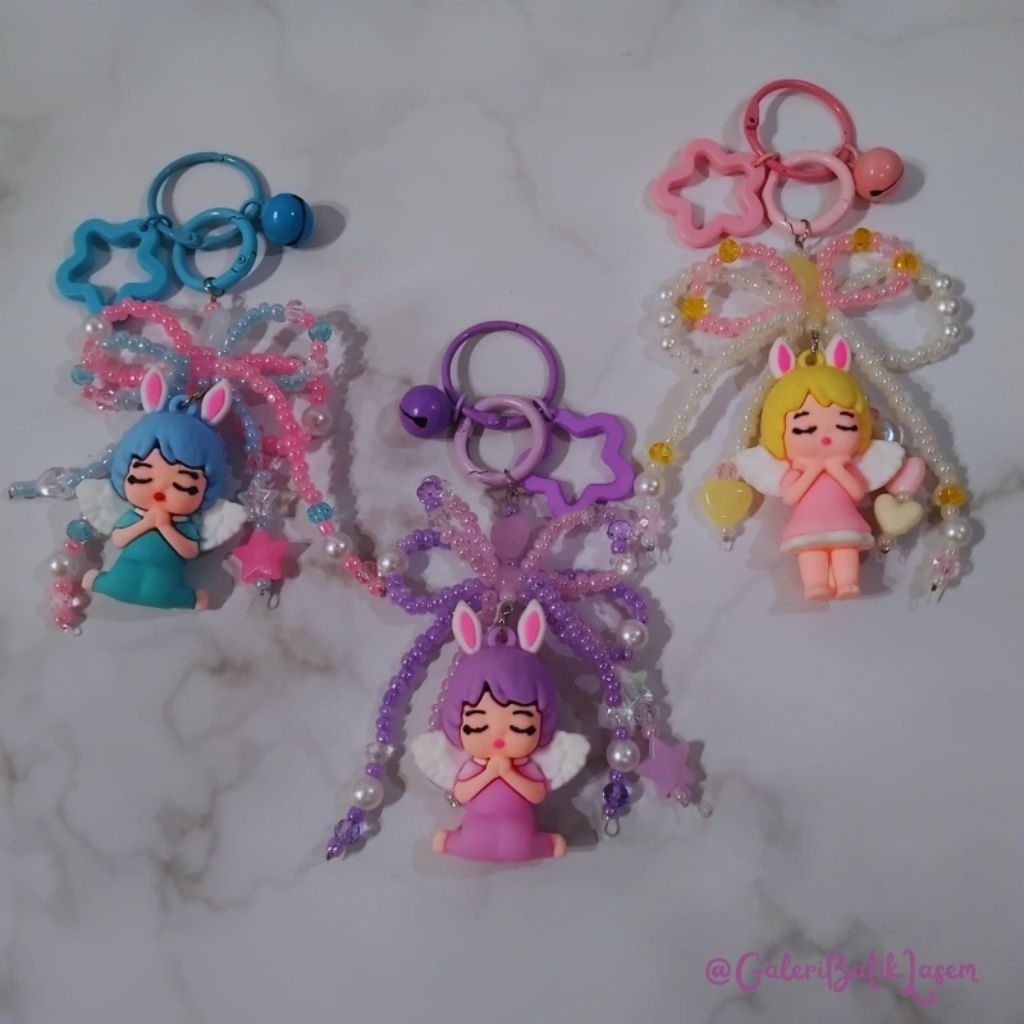 Gantungan tas manik manik peri lonceng / bag charm bunny angel