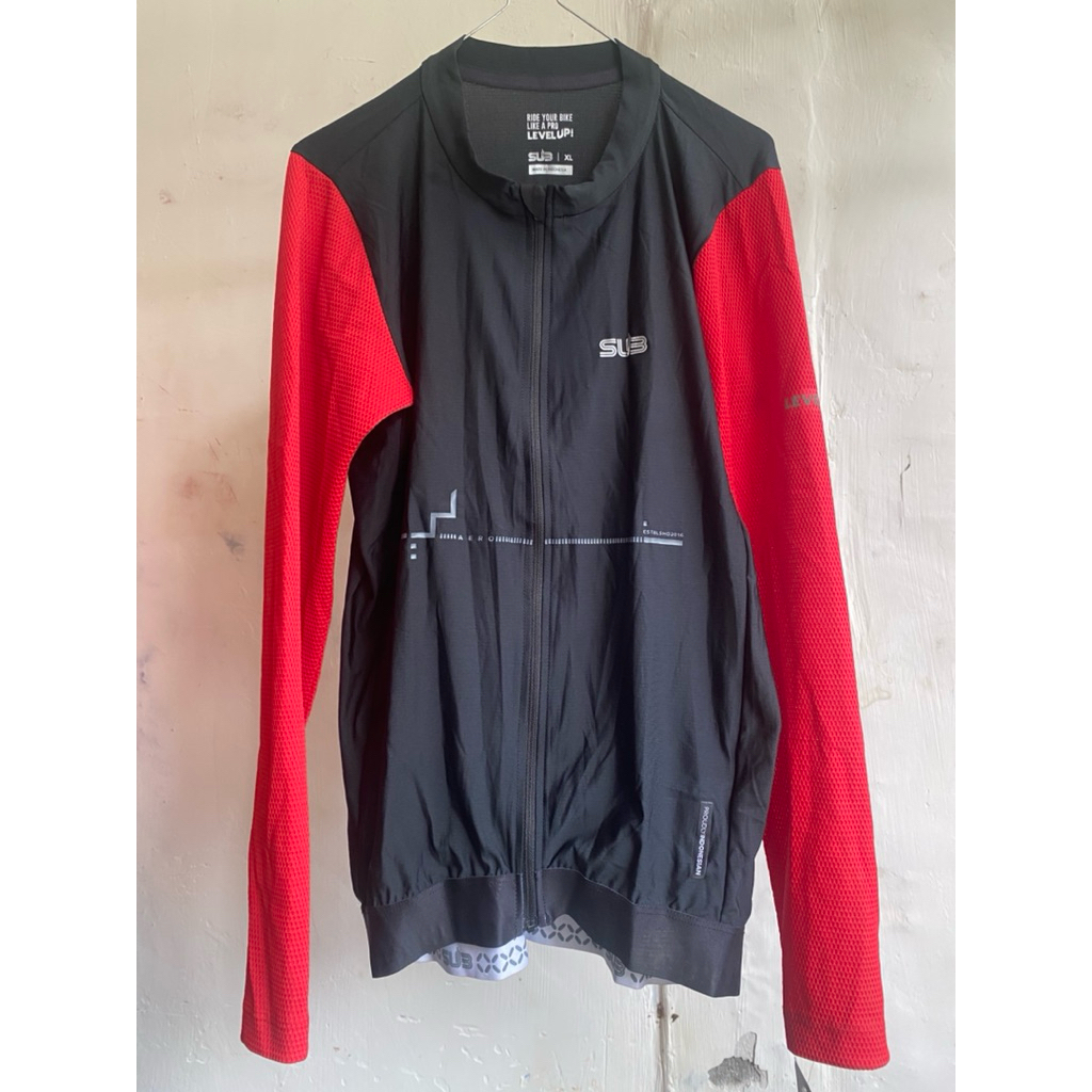 Jersey Sepeda Gravel Sepeda Road Bike Cycling Sub Jersey Pro Duo Black Red Limited Size XL Long Slee