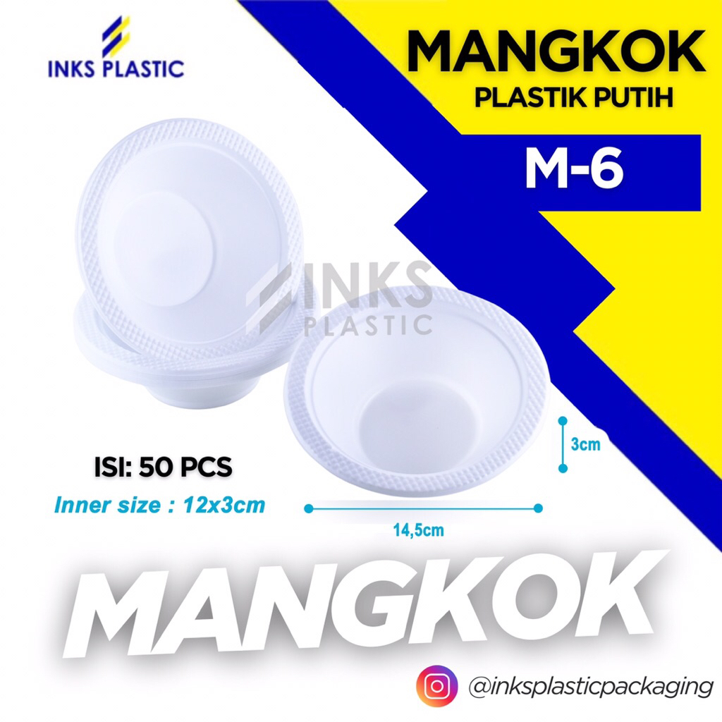 MANGKOK PLASTIK PUTIH M6 MANGKOK SEDANG M-6