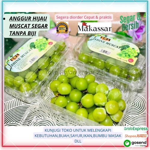 Anggur Hijau Muscat Premium–Manis, Anggur Hijau Muscat 500 gram Renyah & Segar Anggur Hijau Seedless