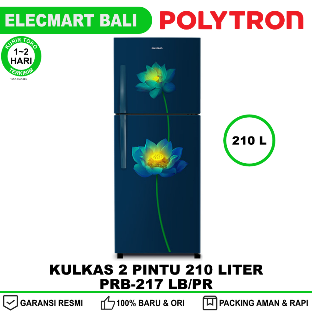 Kulkas 2 Pintu Polytron 210 Liter PRB-217 PRB-217LB PRB-217PR