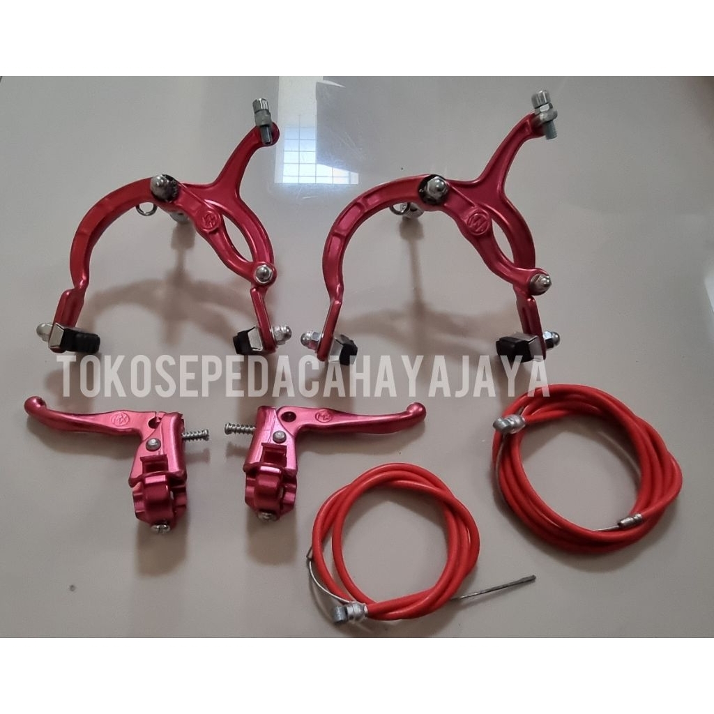 Brake Set Sepeda BMX Rem U Brake Alloy MX Jo Ying TW Merah NOS