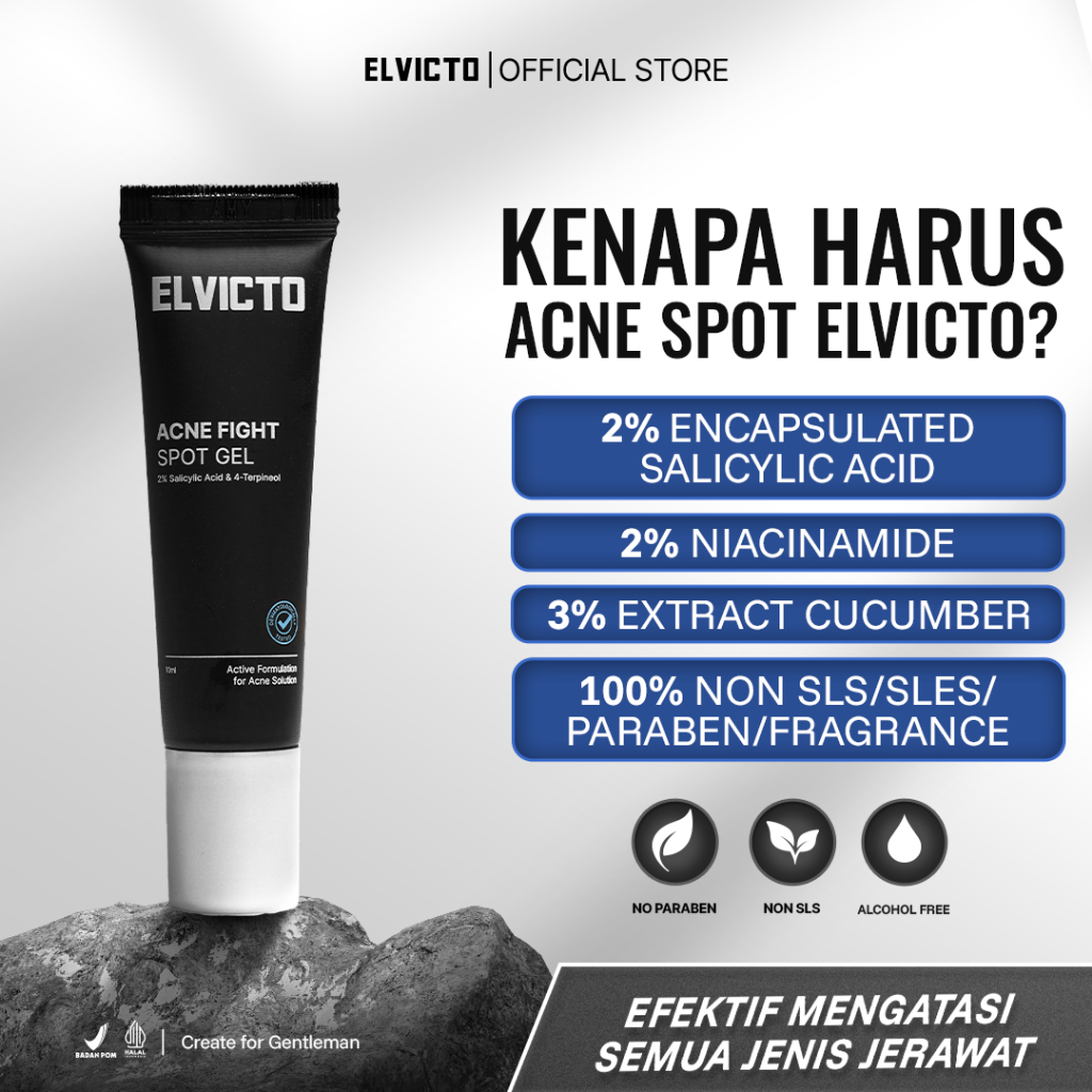 ELVICTO ACNE FIGHT SPOT GEL 10gr | Gel Totol Jerawat Krim Totol Jerawat dan Bekas Jerawat Acne Spot 