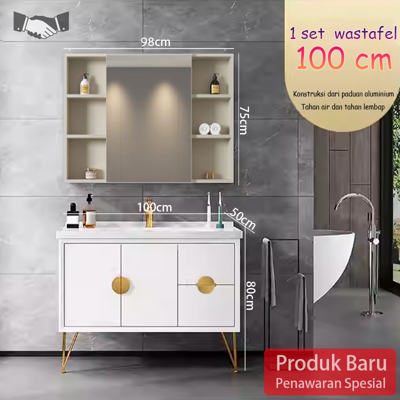 wastafel portable keramik 100CM-wastafel set-lemari cermin wastafel-wastafel unik-wastafel set kamar