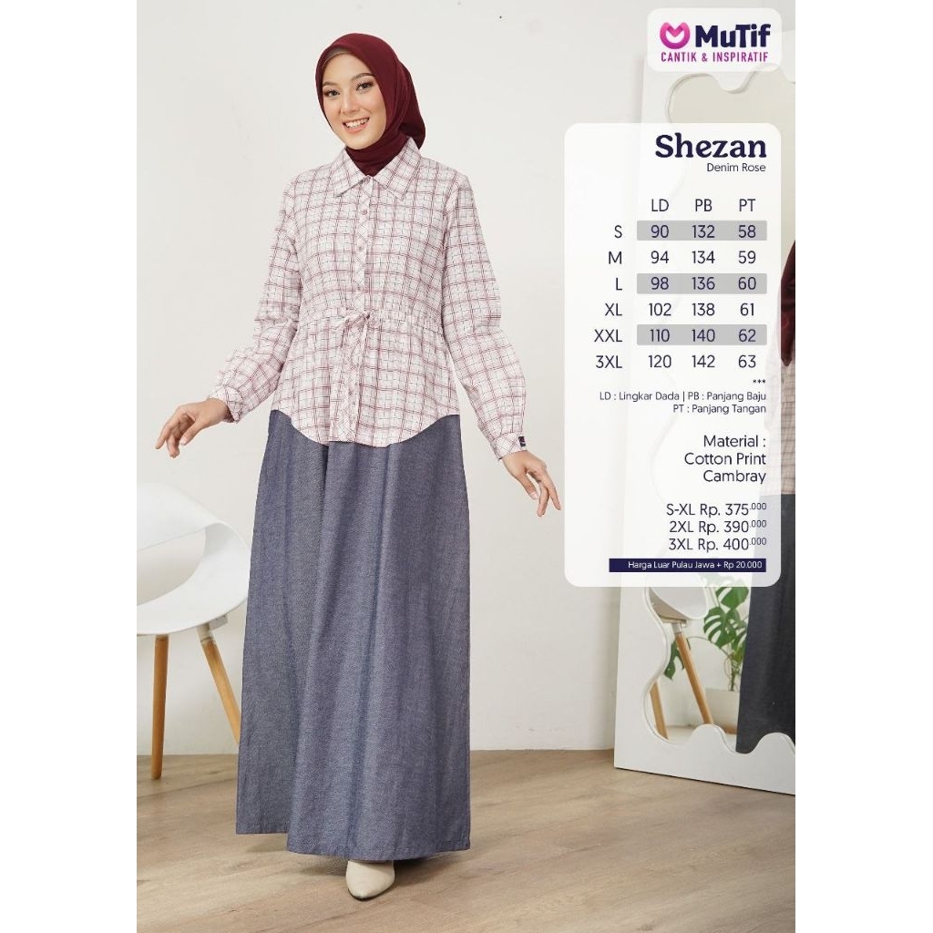 GAMIS MUTIF - SHEZAN DENIM ROSE