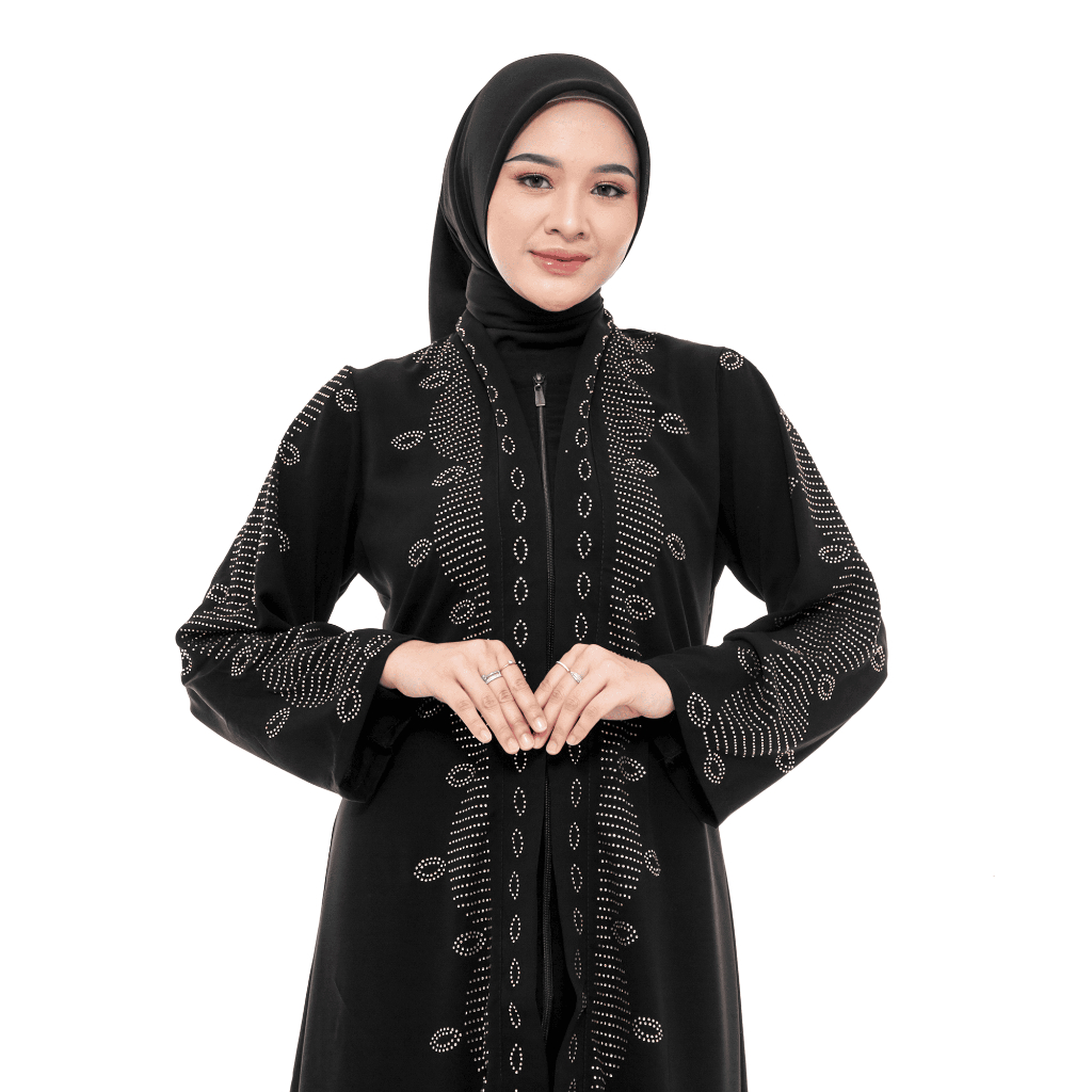 Comera Abaya Hitam Elegan Payet Mutiara Mewah || Comera Gamis Muslim Wanita Remaja Jetblack Elegan