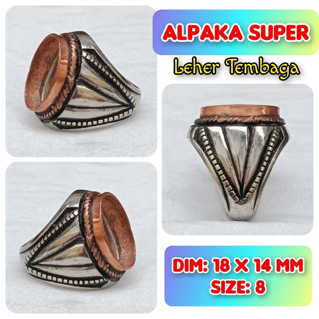 Cincin Emban Batu Akik dan Permata Alpaka Super Leher Tembaga.01