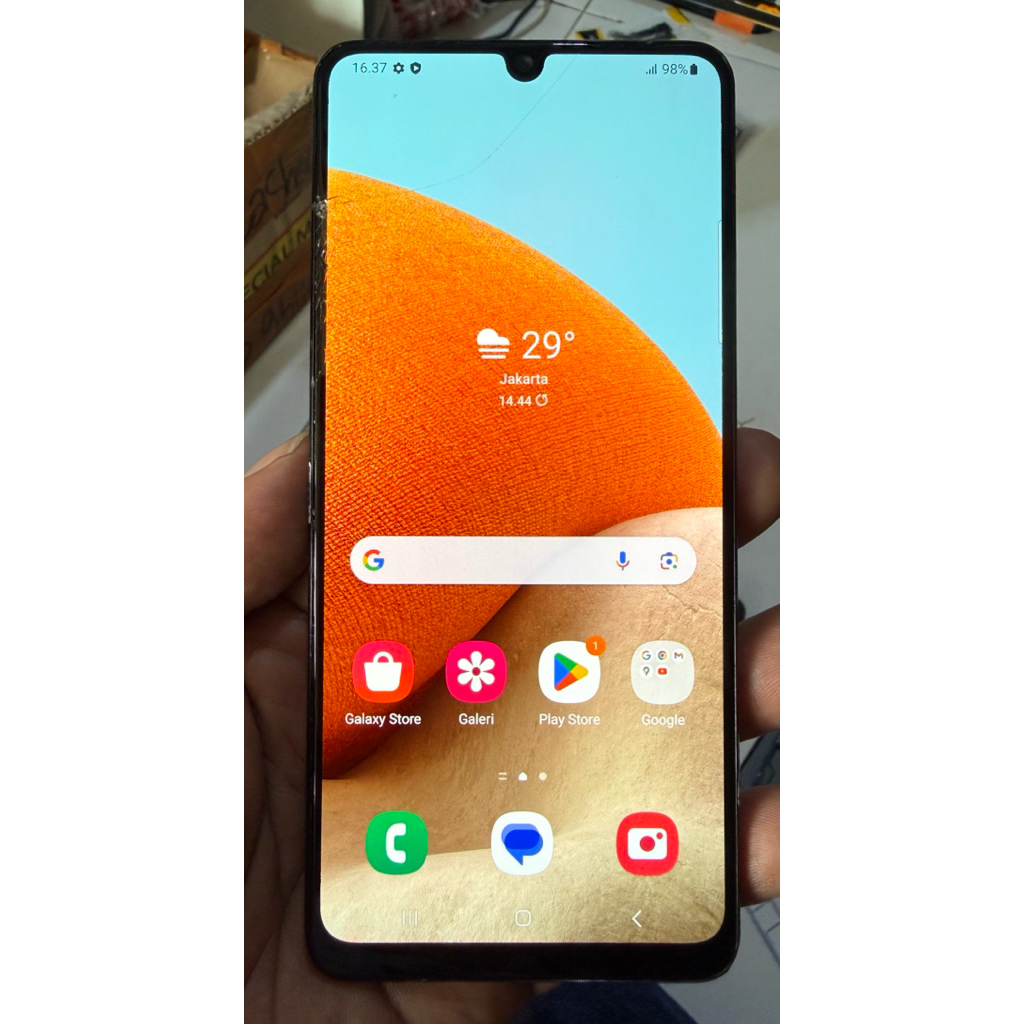 lcd touchscreen+frame samsung A32 4G/sm-A325F original copotan minus retak glass