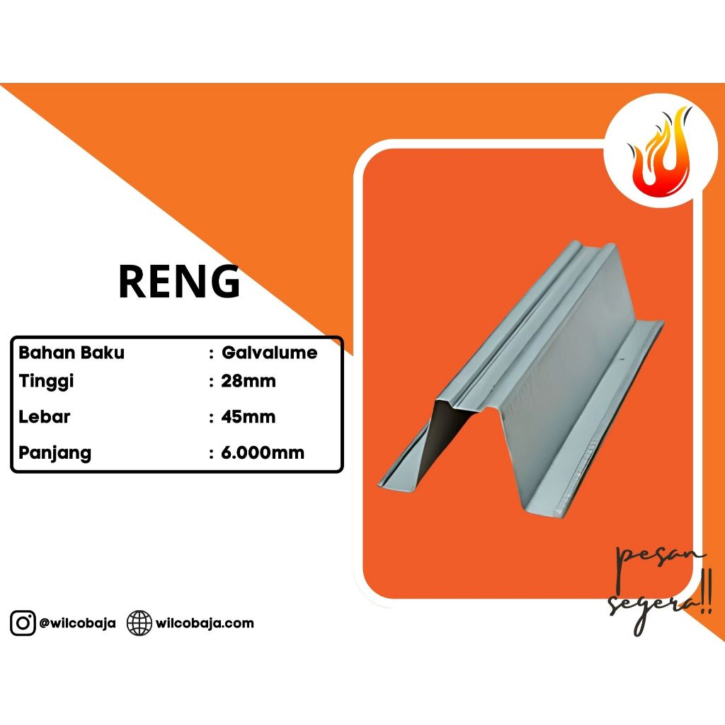 BAJA RINGAN RENG 28 GALVALUME PER BATANG 6 METER