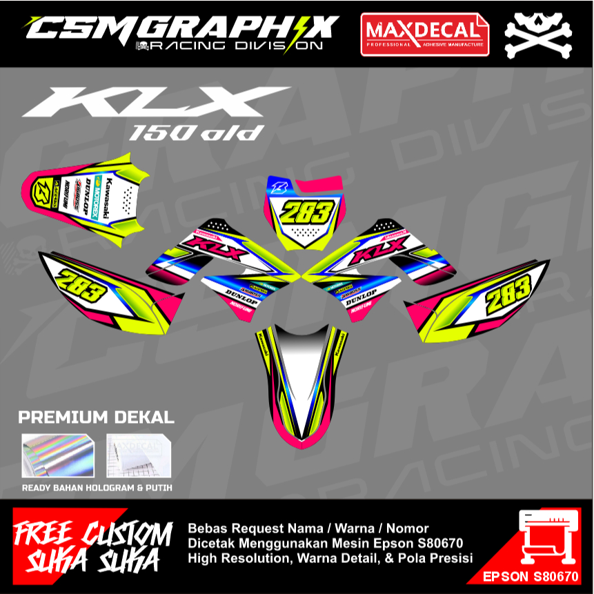 PREMIUM CUSTOM DECAL / DEKAL STIKER MOTOR KLX OLD / DEKAL STICKER BODY MOTOR KLX OLD FULL BODY DESAI