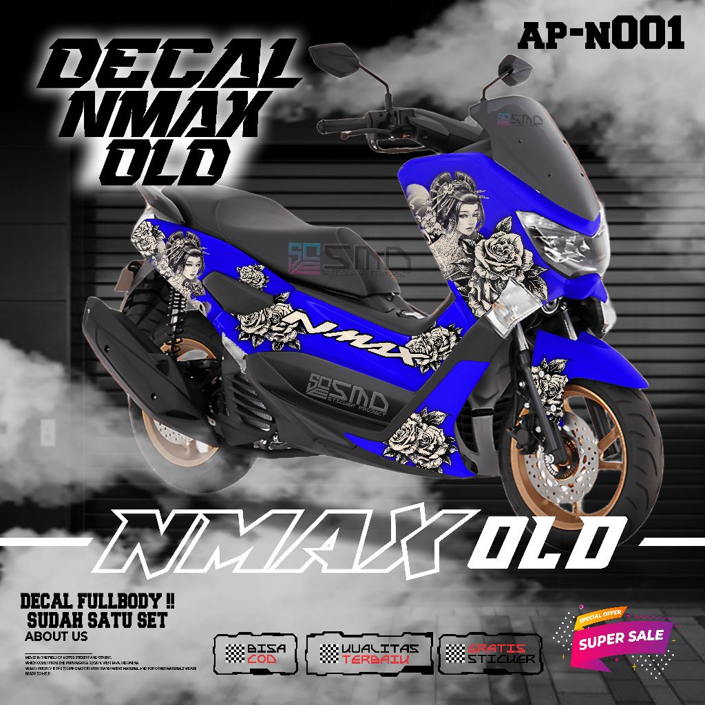 DECAL STICKER MOTIF GEISHA JEPANG NMAX OLD FULLBODY VIRAL