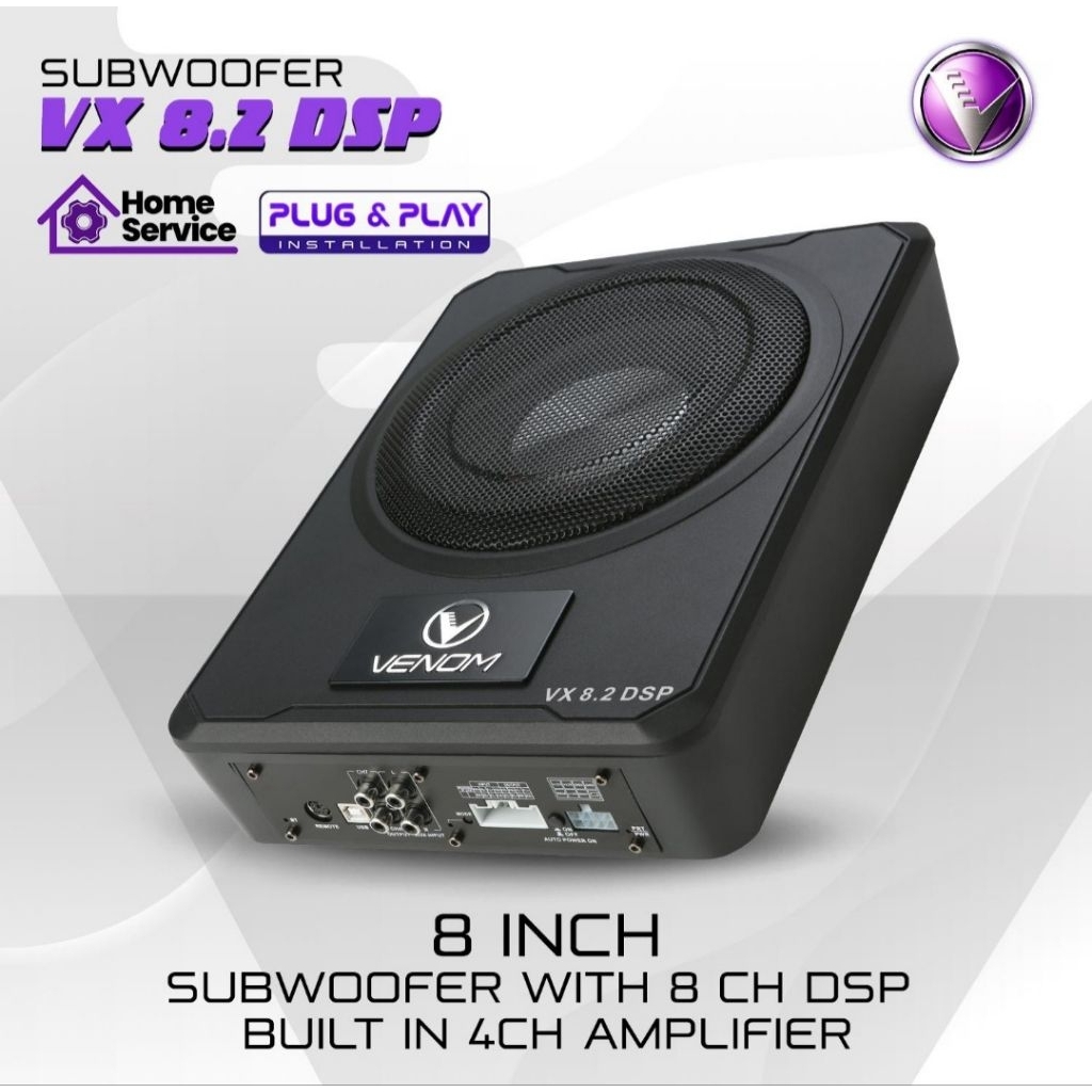 Subwoofer mobil aktif kolong jok venom vx-8.2dsp built power 4 channel garansi resmi