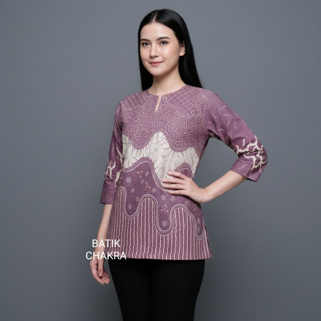 Blus batik wanita modern bahan katun lapos full trikot motif terbaru