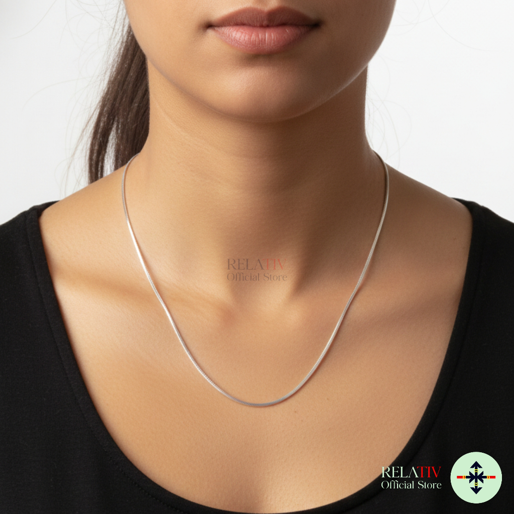 RELATIV Kalung Belut Titanium Mewah Elegan Anti Karat Aman Untuk Leher