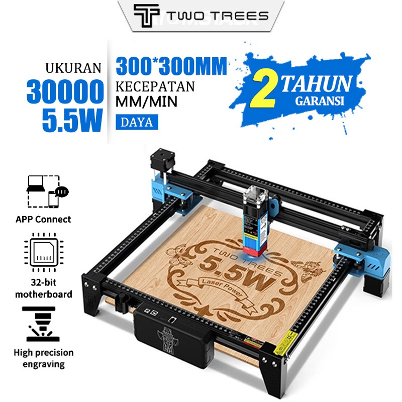 Twotrees TTS-55 Pro DIY Mesin Laser Pemotong Kayu Akrilik Laser 5.5W Mesin Laser Cutting Cocok Untuk