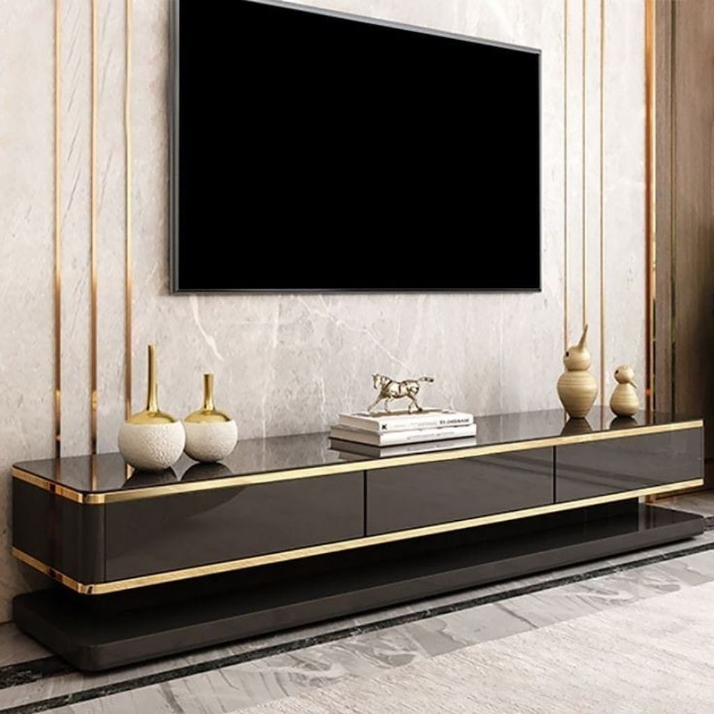 meja tv modern minimalis list gold meja tv lantai terbaru