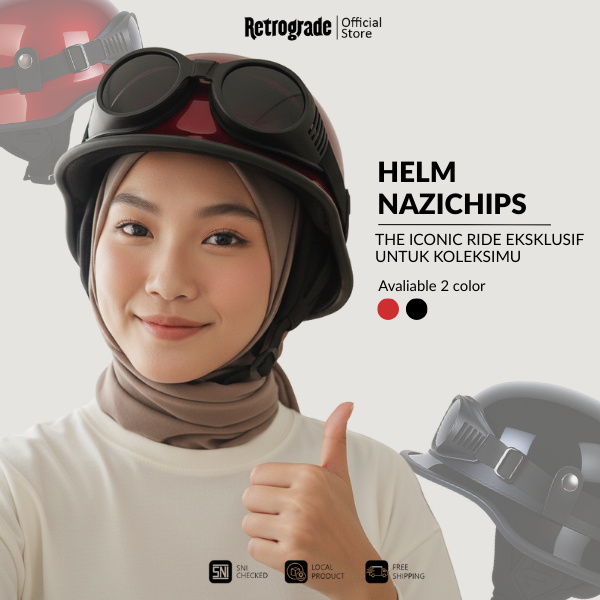 HELM RETRO VESPA NAZICHIPS GLOSSY KACAMATA HELM CLUB VESPA KLASIK