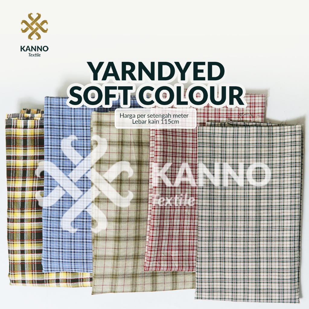 KAIN KOTAK KATUN YARNDYED SOFT COLOUR LEBAR 110CM HARGA PER-0,5 METER BAHAN KATUN / KAIN AKRILIK / K