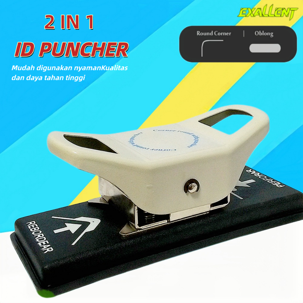 Alat Punch Kartu PVC 2-in-1 – Pembuat Lubang Sudut & Oblong untuk ID Card, Kertas, Foto