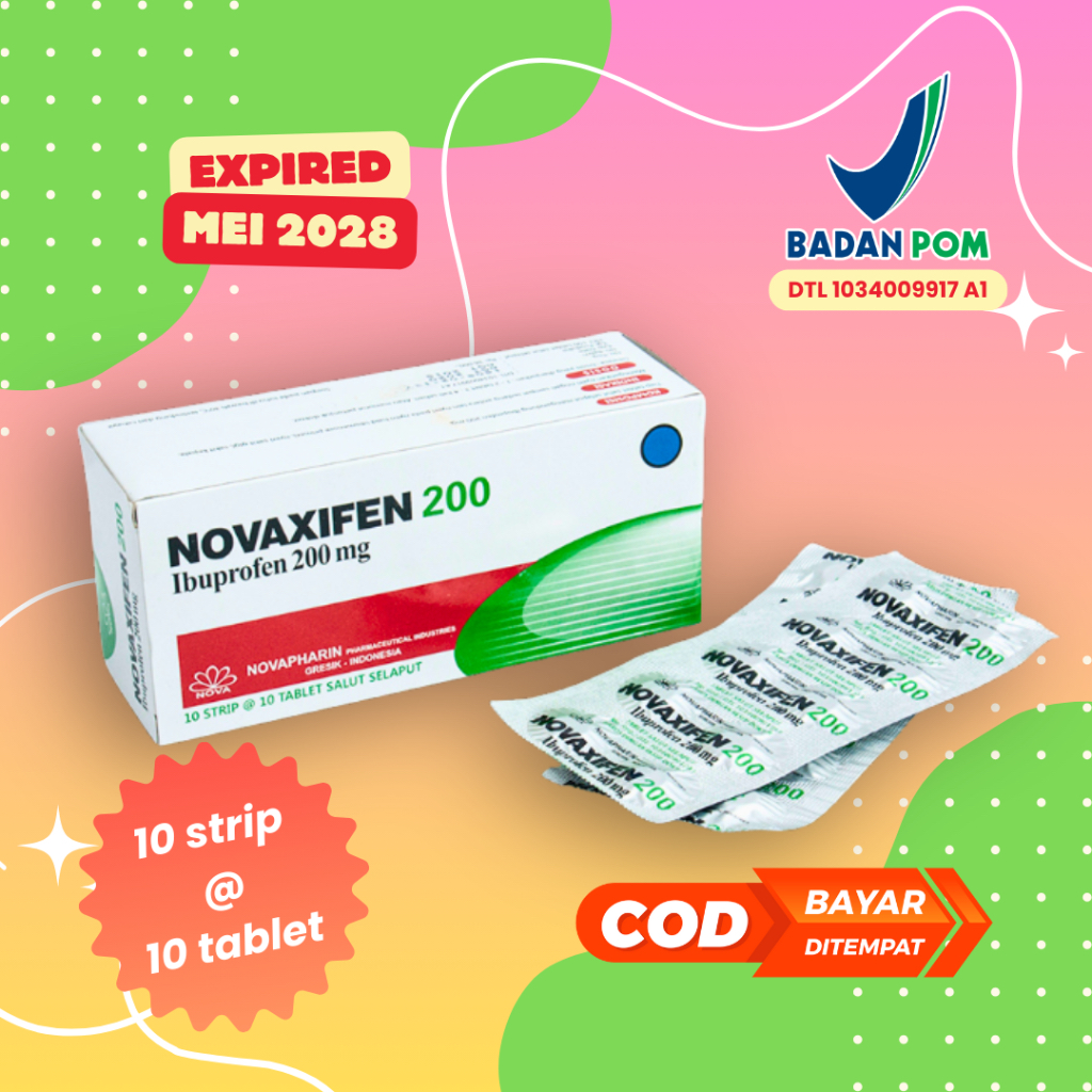 NOVAXIFEN 200 / IBUPROFEN 200 mg / Meredakan Sakit Kepala Nyeri dan Demam / Obat Anti Nyeri & Perada