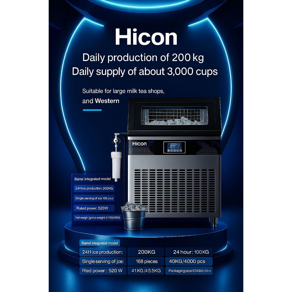 HICON mesin es batu kristal 200KG / 24JAM kapasitas besar HZB 200