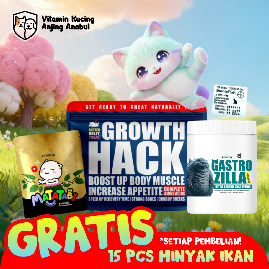 30 Days Hyper Growth untuk Kucing Anabul by Petglow Growth Hack Gastro Zilla Paket Vitamin Probiotic