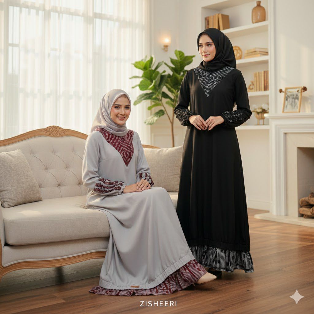 Zisheeri Dress Original Kirana Bahan Katun Mix Tenun