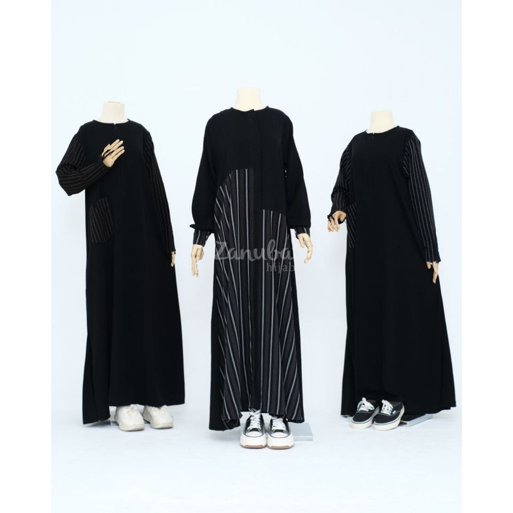 Abaya Black Series 2 by Zanuba | gamis hitam | abaya hitam | gamis syar'i | gamis umroh