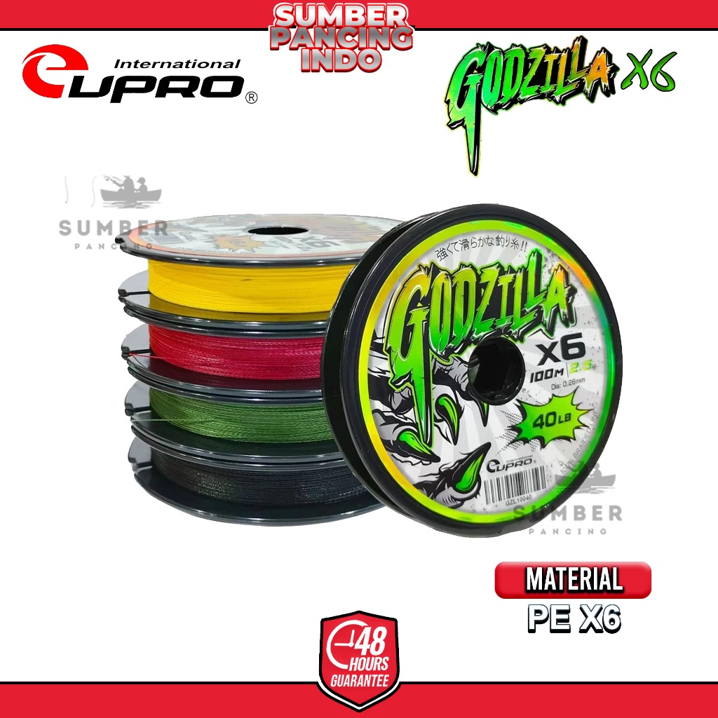 EUPRO Senar Pancing PE GODZILLA X6 Yellow & Green 100meter Braided 6-Strands Kuat & Licin Cocok Untu