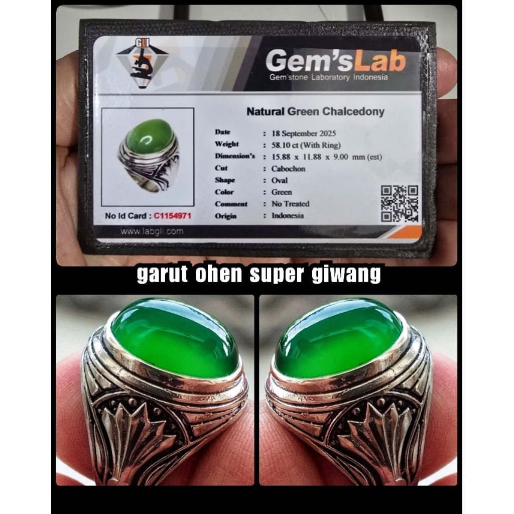 natural batu ijo garut ohen kristal super full giwang