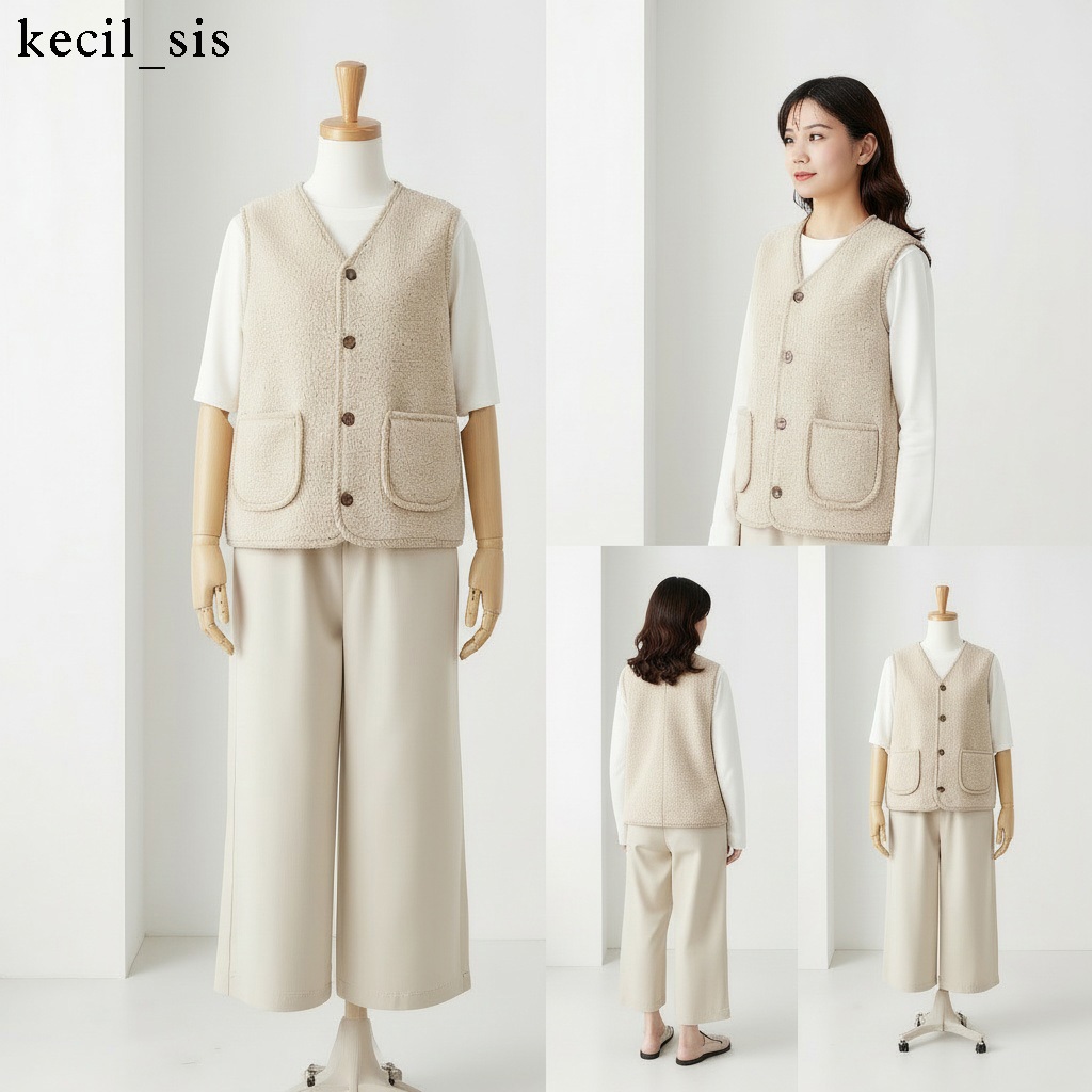 Jumbo Wanita Rompi tanpa lengan model baru untuk musim gugur dan musim dingin, berbulu tebal, bisa d